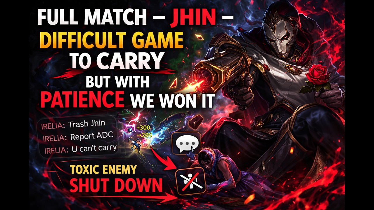 FULL MATCH – JHIN – Difficult Game to Carry, Toxic Enemy Shut Down