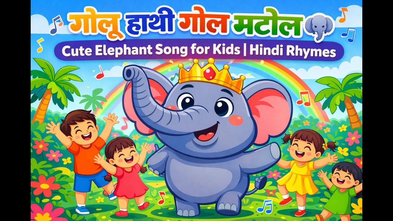 गोलू हाथी गोल मटोल 🐘 | Cute Elephant Song for Kids | Hindi Rhymes