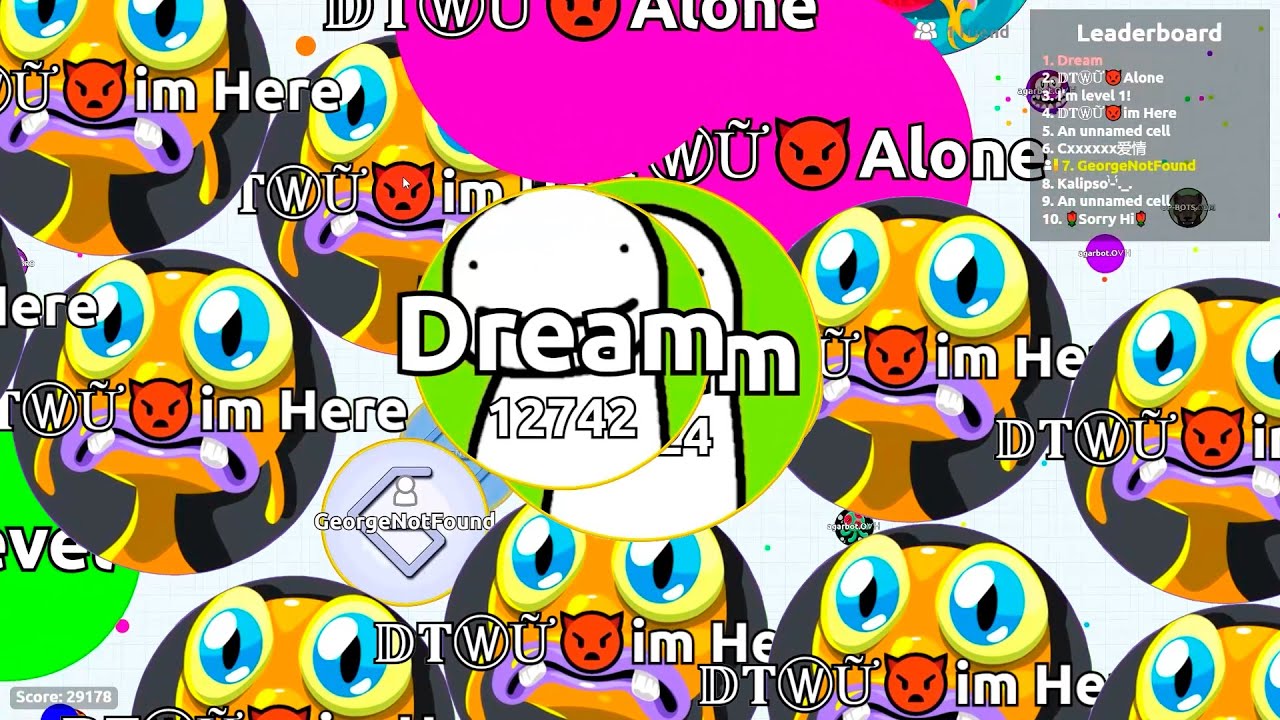 Dream & George vs Everyone! Epic Agar.io Gameplay