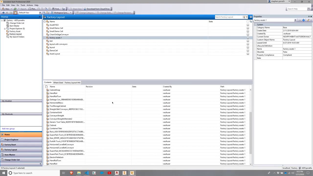 Autodesk Factory Design - Course 4: Monitoring factory assets in Vault