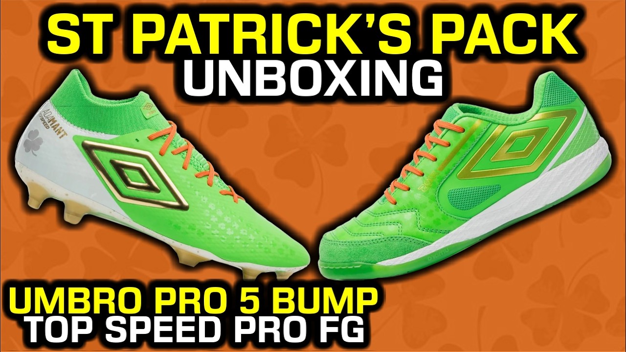Recebi as novas Umbro Pro 5 Bump e Adamant Top Speed Pro FG - Unboxing Umbro Saint Patrick's Pack