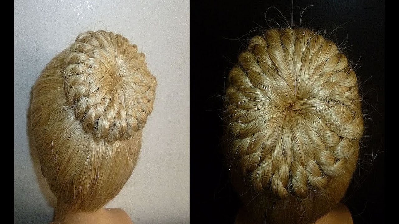 Einfache Frisur:Flechtfrisur.Zopffrisur mit Duttkissen/Dutt.Donut Hair Bun Updo Hair.Peinados