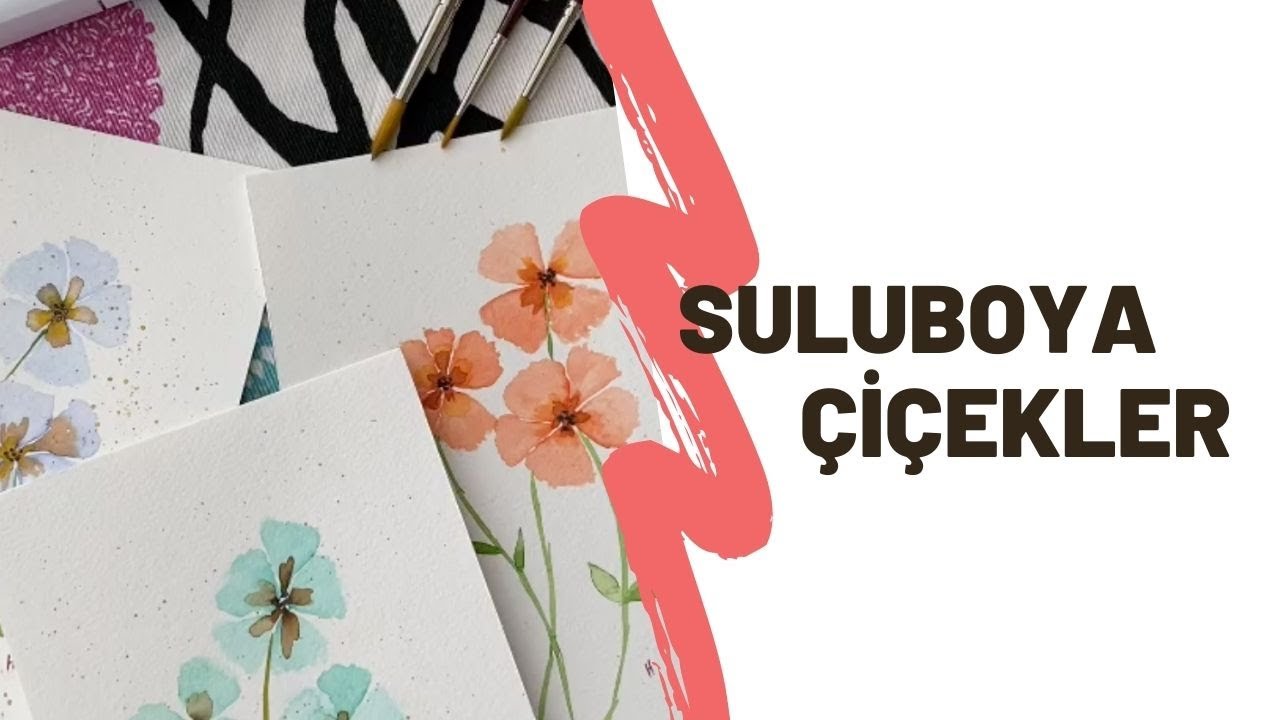 Suluboya ile Adım Adım Çiçek Yapımı - Kolay Çiçek Yapıyoruz - Watercolor Flower