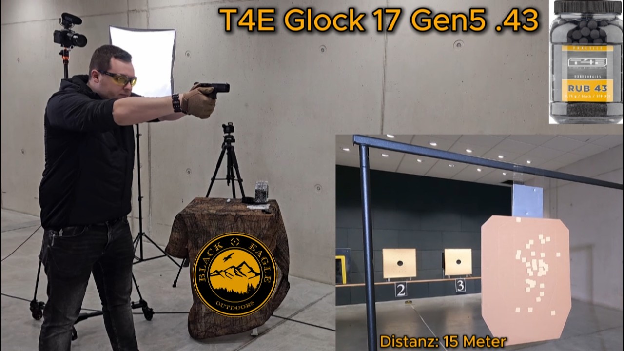 T4E Glock 17 Gen5 .43 CO2 Test auf Distanz (5-20 Meter)