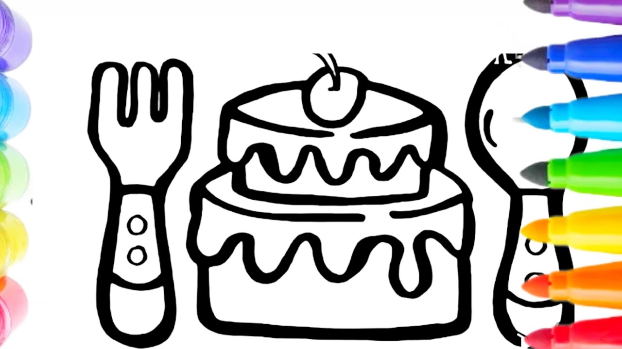 How to draw a Birthday Cake Drawing Painting Colouring for kids and Toddlers