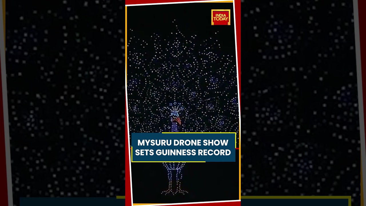 Mysuru Dasara 2026: 3,473 Drones Create Giant Peacock In Sky, Set Guinness World Record #shorts