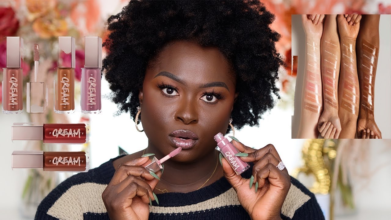 CREAM GLOSS? FENTY BEAUTY Gloss Bomb Cream, SWATCHES & FAVES + FIRST IMPRESSIONS | Ohemaa