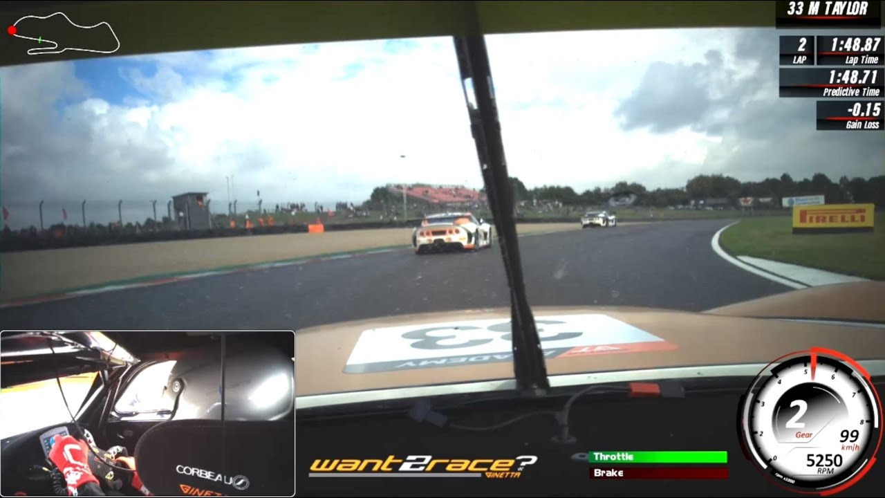 2024 Ginetta GTA Round 16 Donington Park - On Board Footage - Running Wets on a Drying Track!