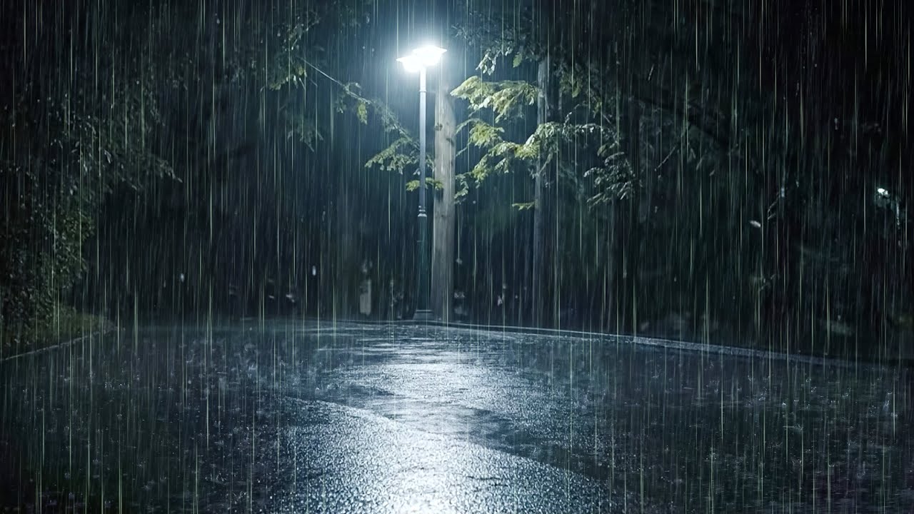 Heavy Rain on Quiet Road for Deep Sleep | ASMR White Noise Rain to Cure Insomnia