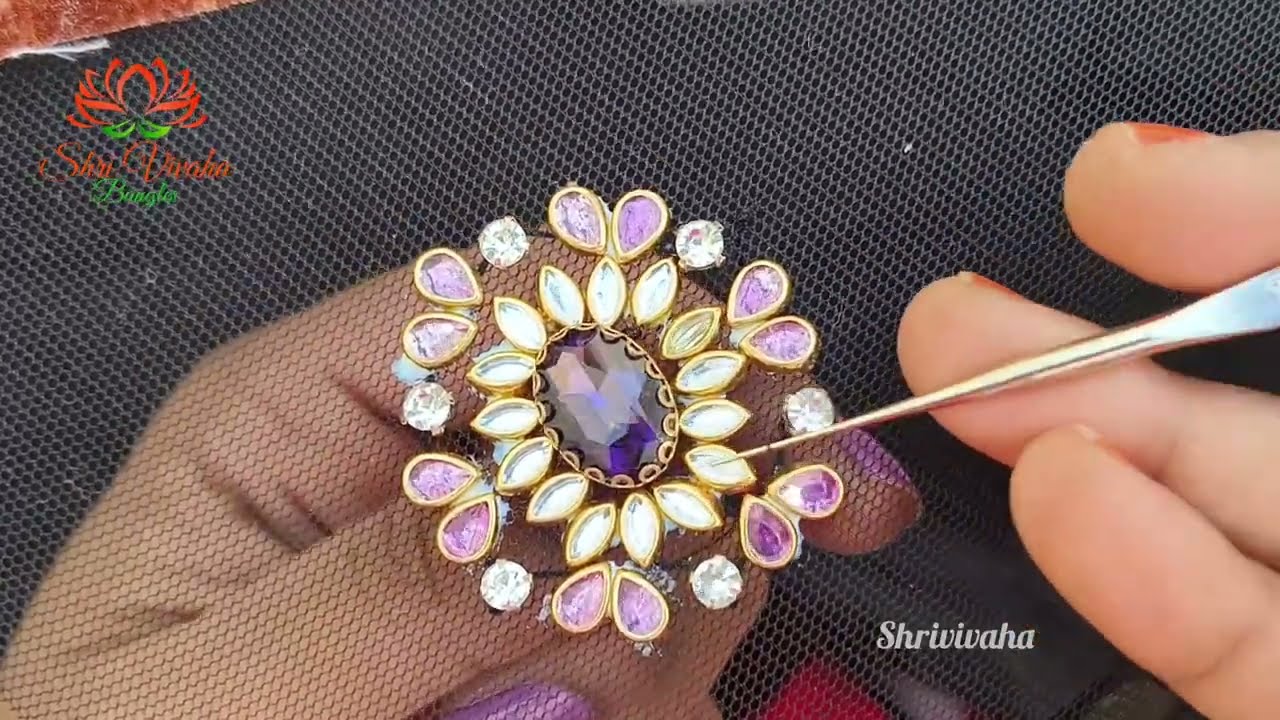 How to make Hair Rubber Band with zardosi & kundan stones @shrivivaha