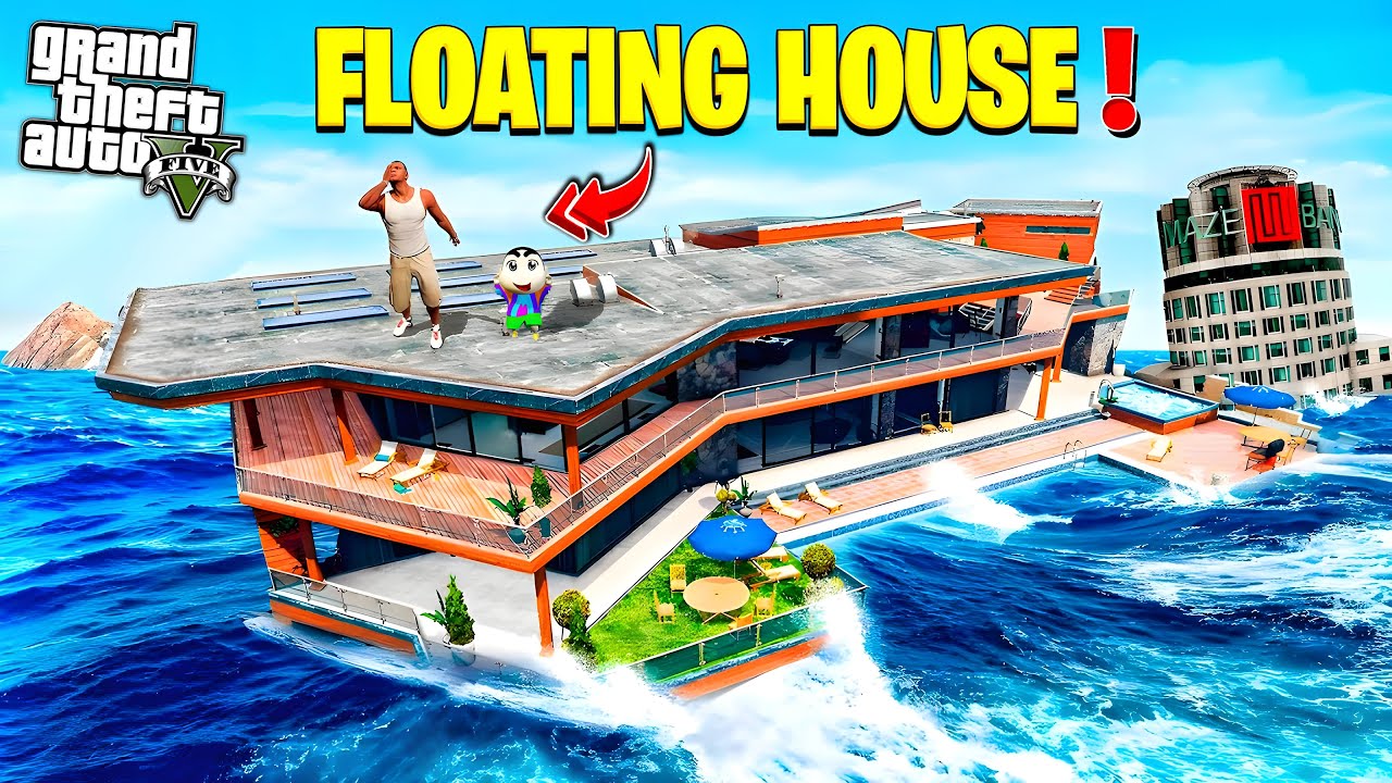 GTA 5 : Franklin Building A FLOATING HOUSE (Tsunami)