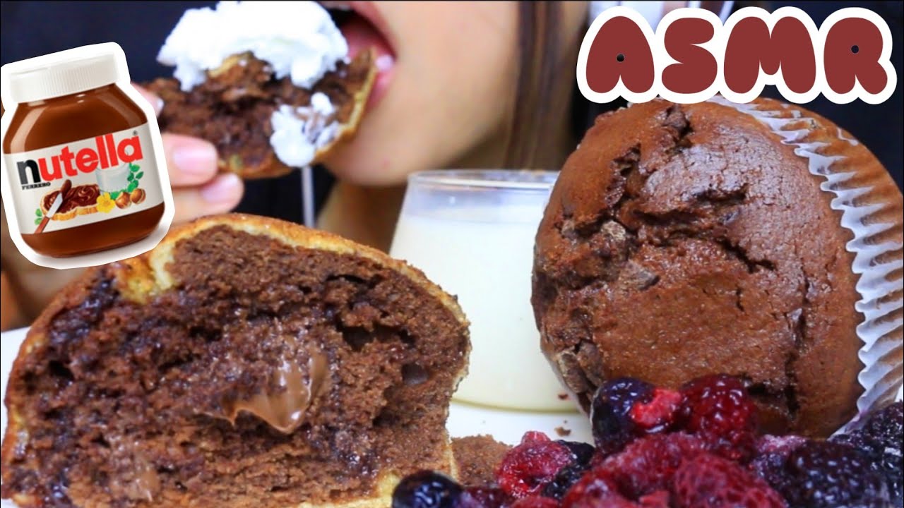 ASMR DESSERT FRIED CHOCOLATE MUFFIN W/ NUTELLA AND MILK EATING SOUNDS 먹는 먹방 리얼사운드 MUKBANG | TWILIGHT