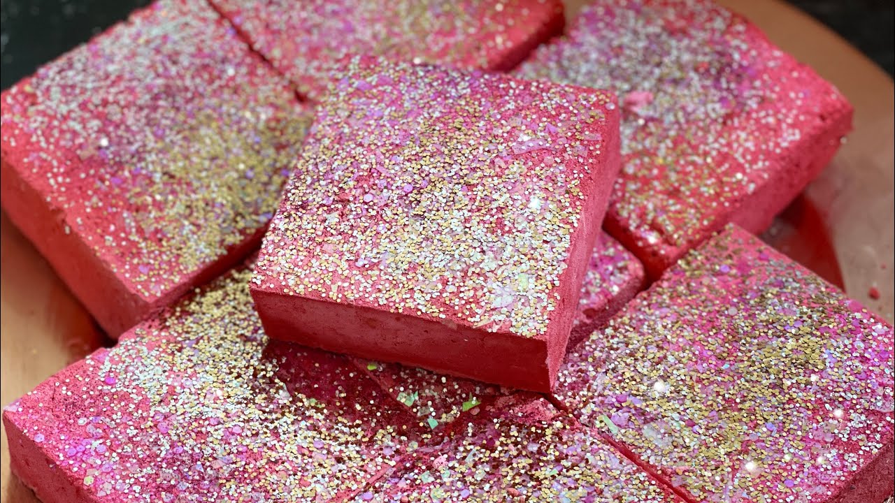 ASMR ✨ Pink Glittery Reformed Gym Chalk ✨ Glitter Water Crumbles ✨ Oddly Satisfying ✨ No Talking