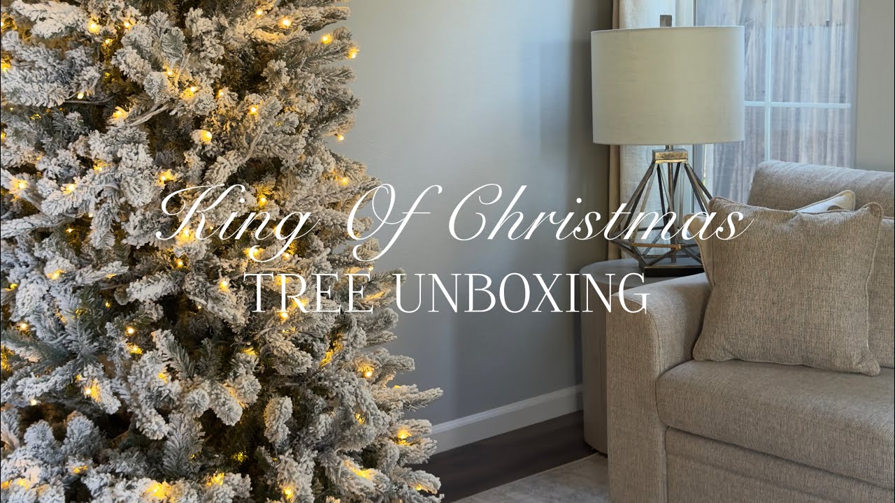 King of Christmas Unboxing & Review 🎄 | Flocked Slim Tree Setup + Holiday Home Decor 