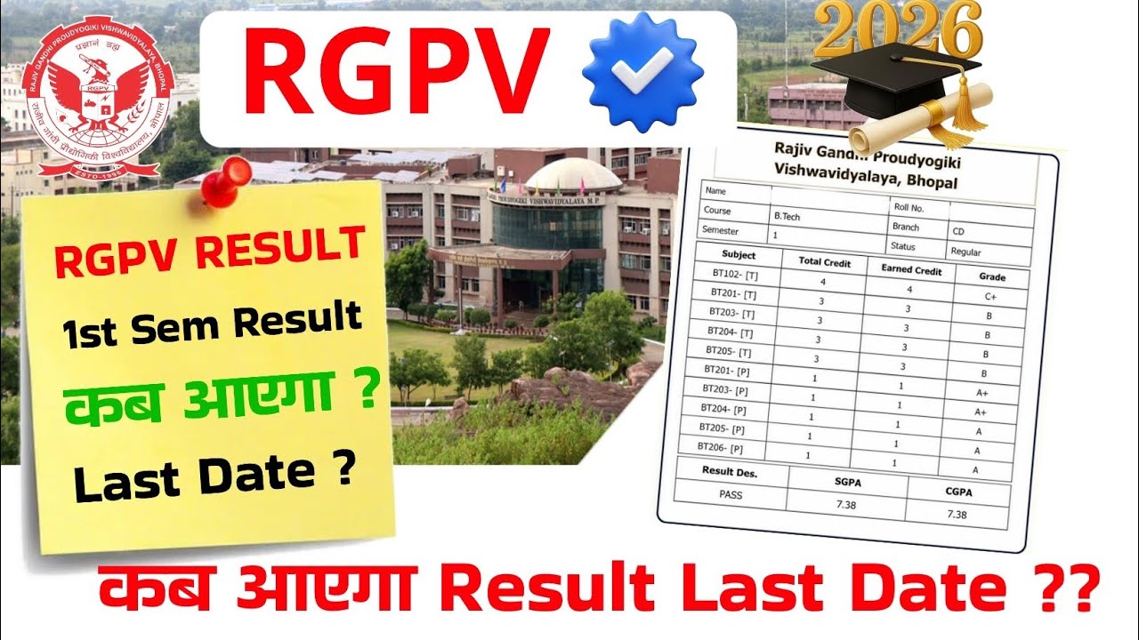 Rgpv 1 Sem Result Declared 2026 | Rgpv Result 2026 kab aaenga 