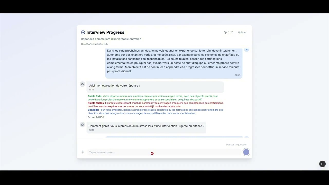 Dominez vos entretiens avec l'IA. Vid&eacute;o pr&eacute;sentation de Ainora.ch