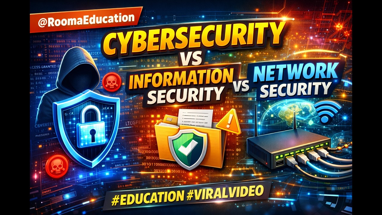 Cybersecurity vs Information Security vs Network Security @RoomaEducation #education #viralvideo