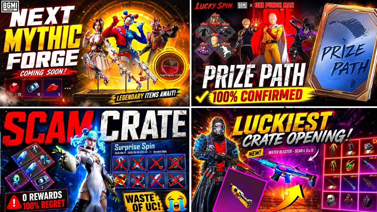 NEXT MYTHIC FORG WHEN ? | NO ONE PEACE  PRIZE PATH | WATER SCRA-L CRATE OPENING  | 4.6 UPDATE BGMI