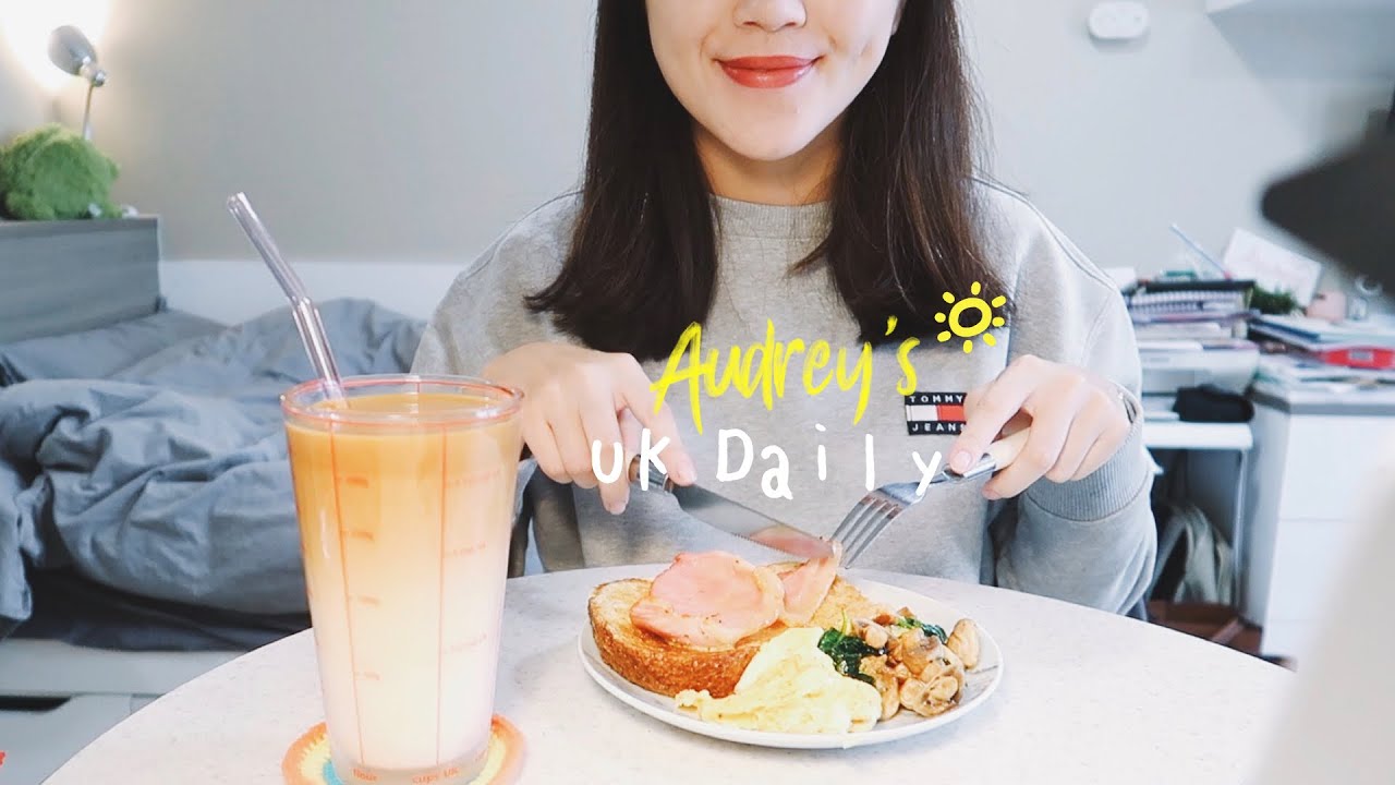 UK Daily｜培根法式吐司🥓、韓式野菇拌飯🥑、趕論文😭｜Audrey英國留學筆記