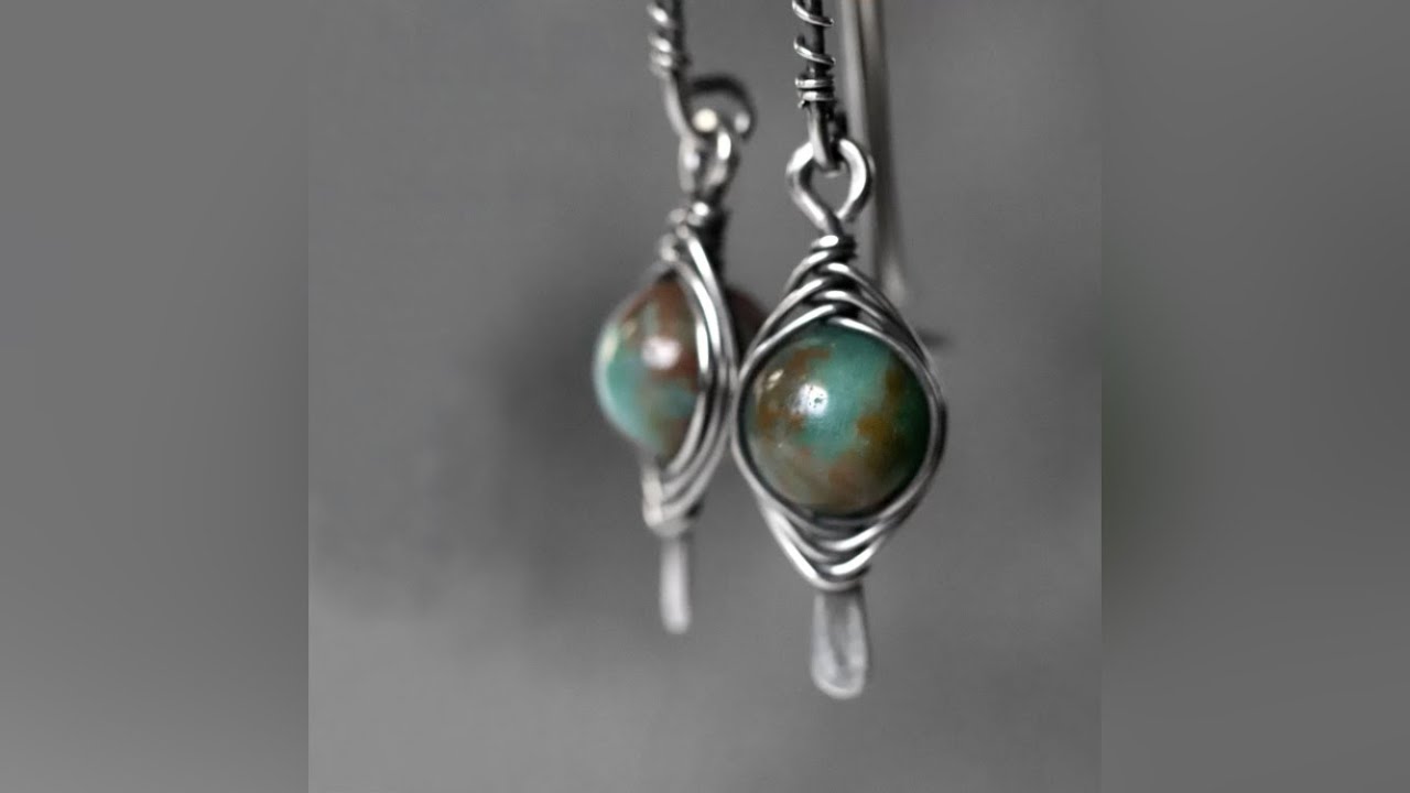Herringbone wire wrapped earrings / Work with me / No music video / Making jewelry at my home studio