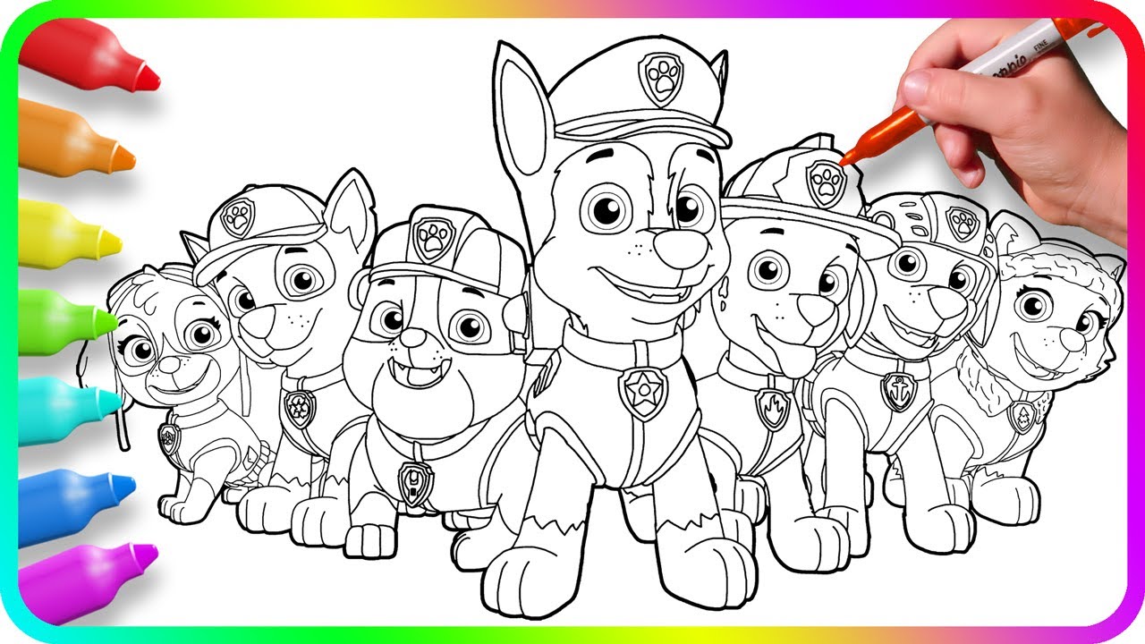 Coloring Pages PAW PATROL / How to color Paw Patrol characters / Easy Drawing Tutorial Art
