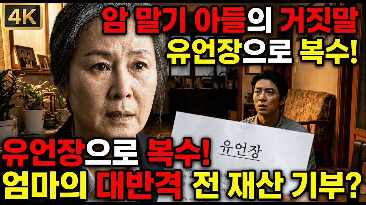 암 투병 중이라며 노후 자금 노린 아들, 엄마의 재산 상속 발표에 기절한 이유