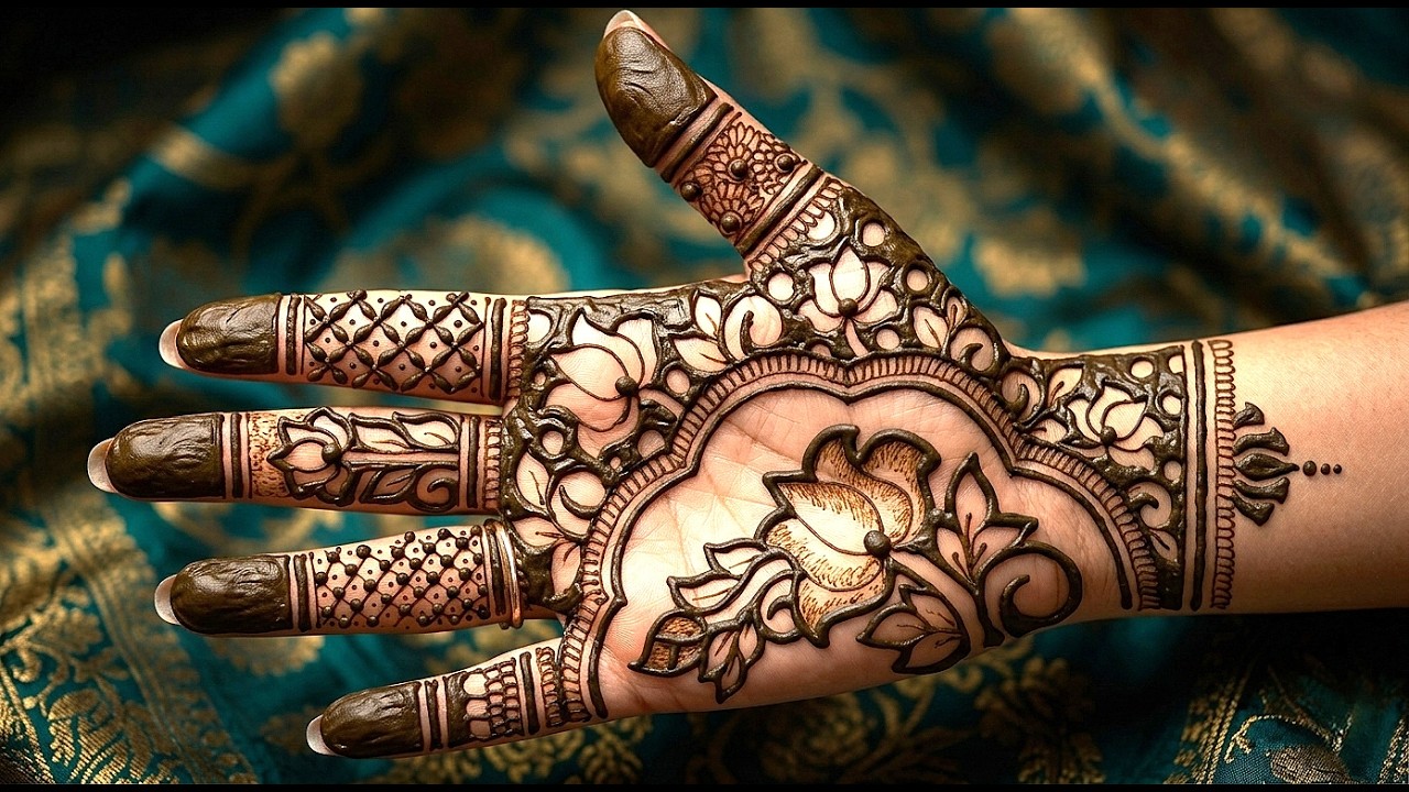 Lotus Jaali Negative Filling Bridal Mehndi Design #mehndi #floralmehndi #bridalmehndi #lotus #jaali