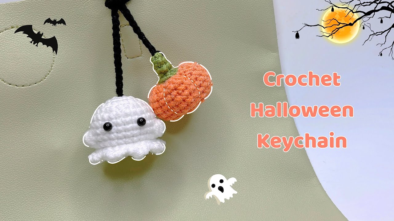 Crochet Halloween Keychain 👻🎃 | Crochet Ghost And Pumpkin | Móc Móc Khoá Halloween