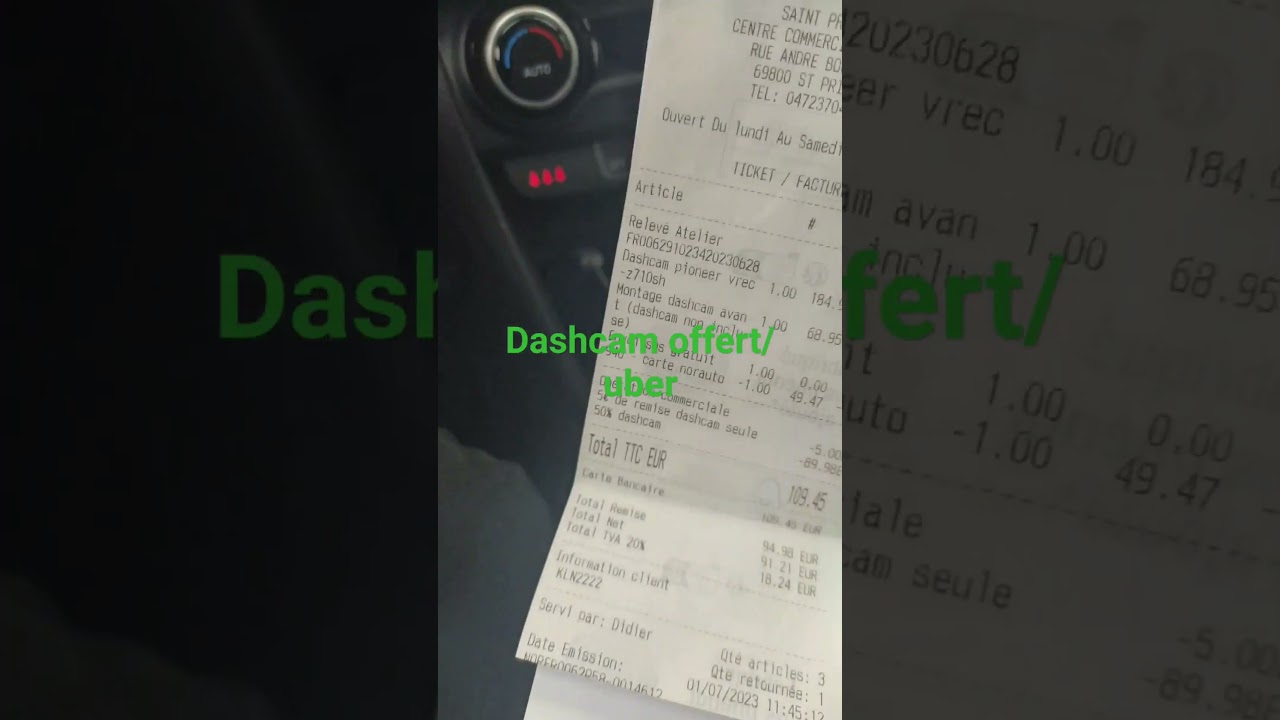 Dashcam offert par uber