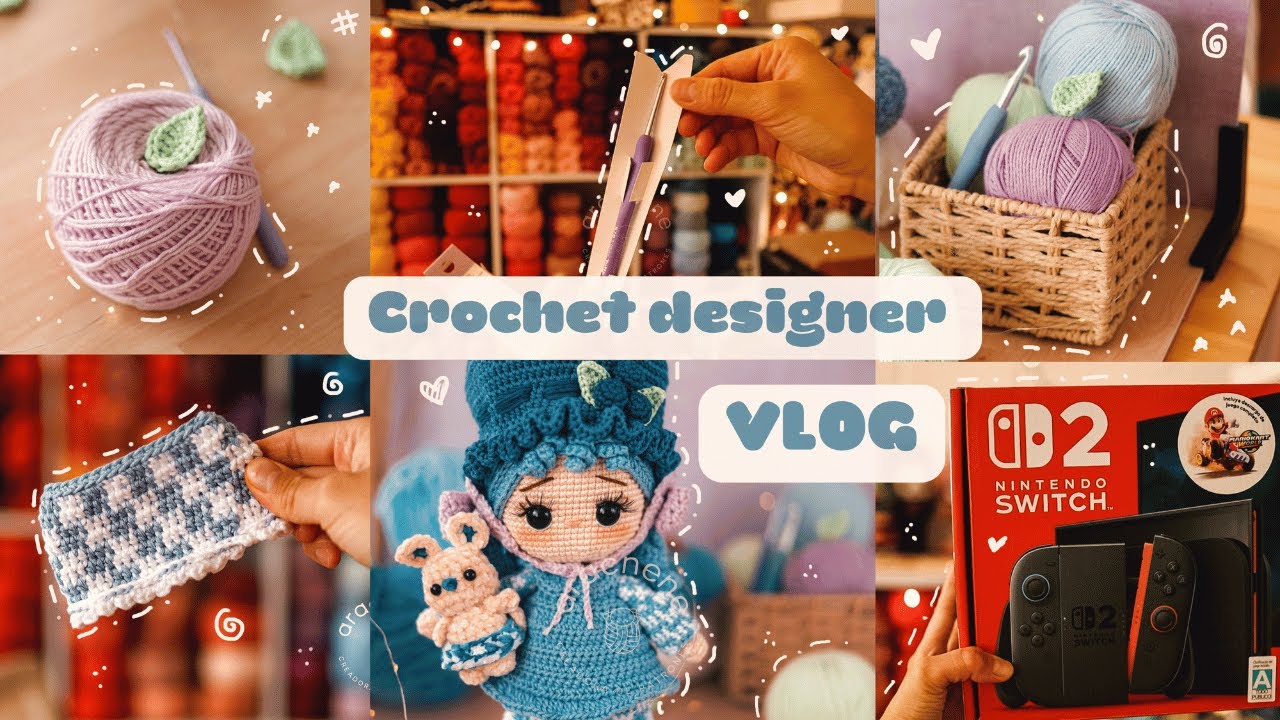 Crochet designer vlog 🫐🧁: Unboxing Murasaki hooks| Designing Blueberry muffin| Creating my set🫐🧁💙