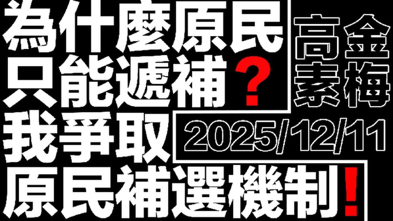 為什麼原民只能遞補？我爭取原民補選機制！～高金素梅2025.12.11