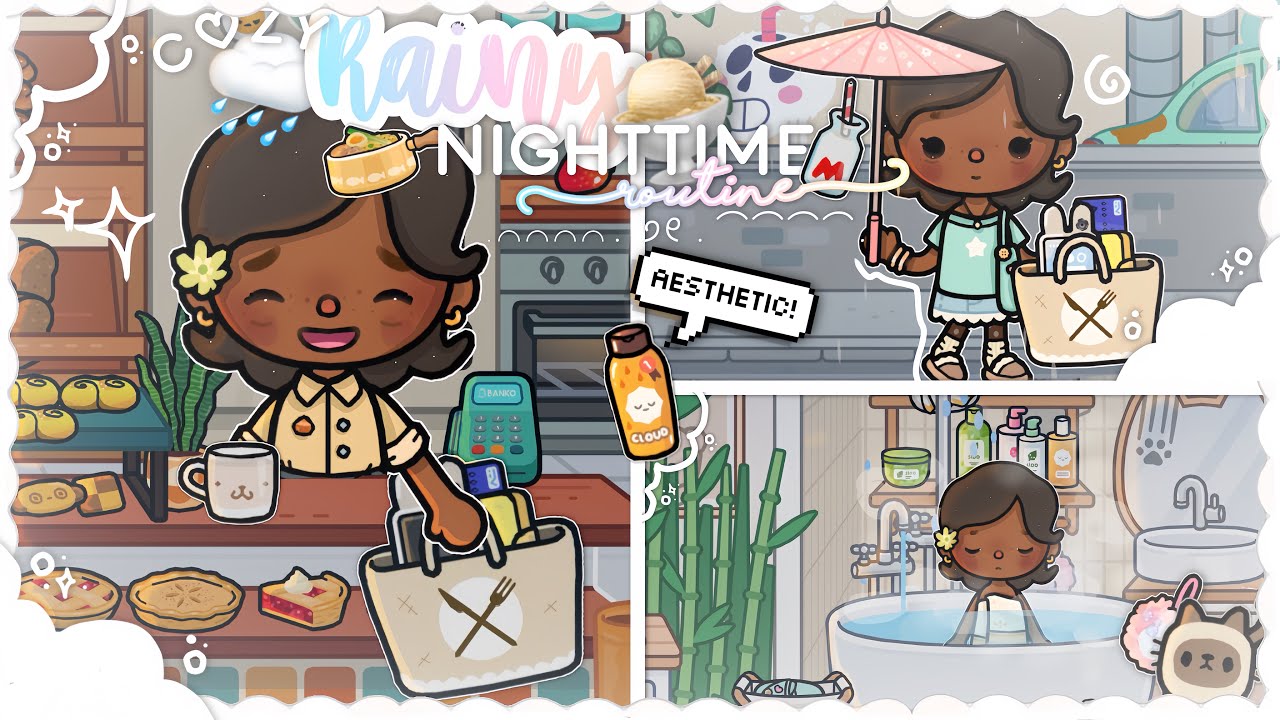 ↳ 🌷*COZY* Rainy Night Routine! 🌧️⭐️ | Toca Boca Roleplay