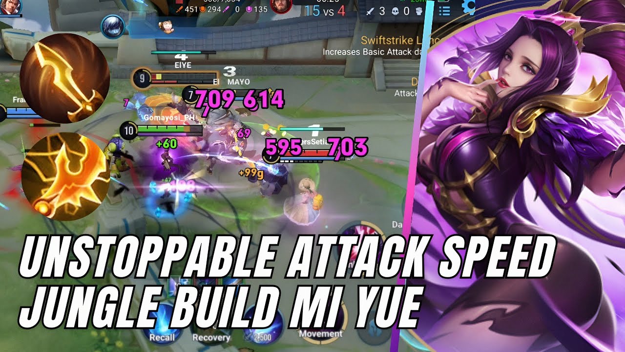UNSTOPPABLE ATTACK SPEED JUNGLE BUILD MI YUE HIGHLIGHTS HONOR OF KINGS