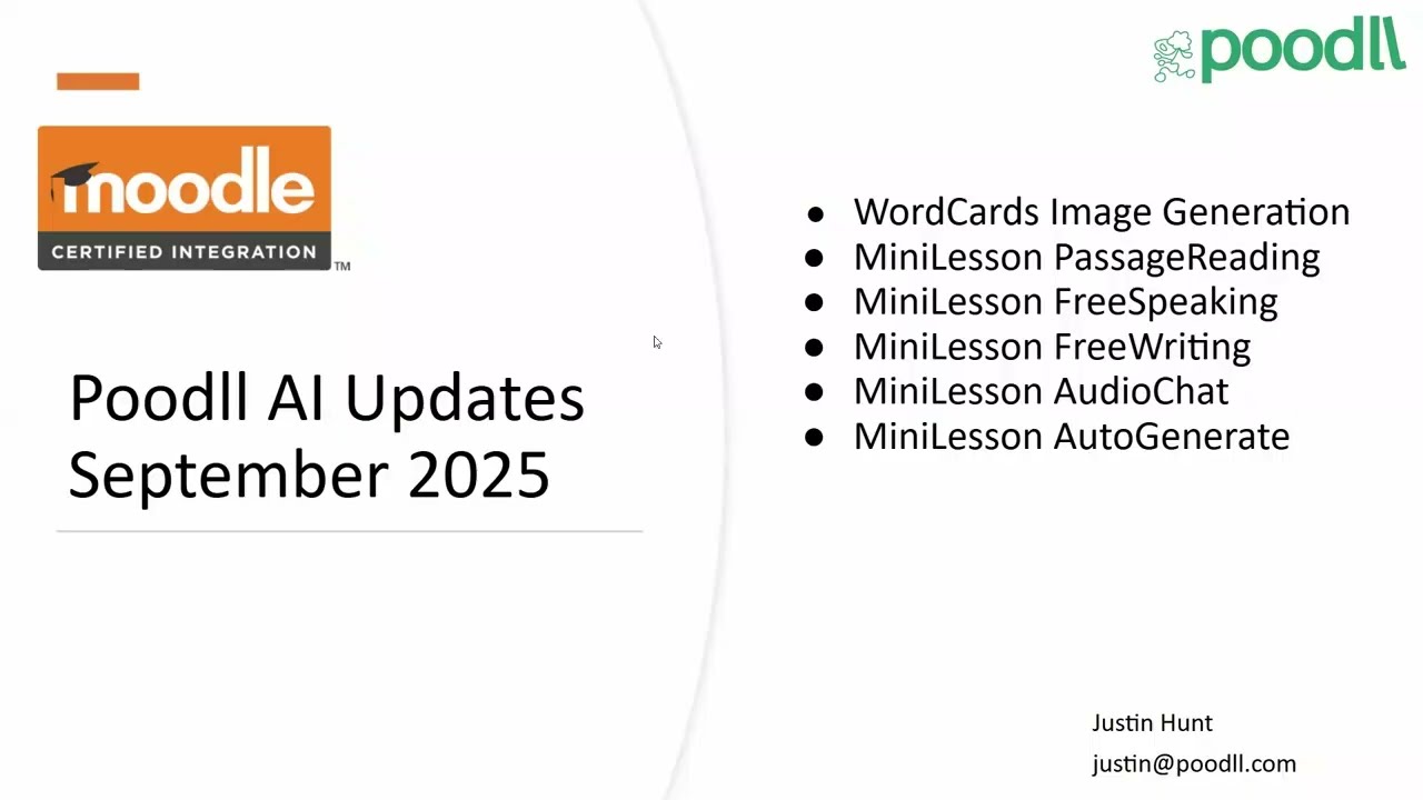 Poodll AI Updates September 2025