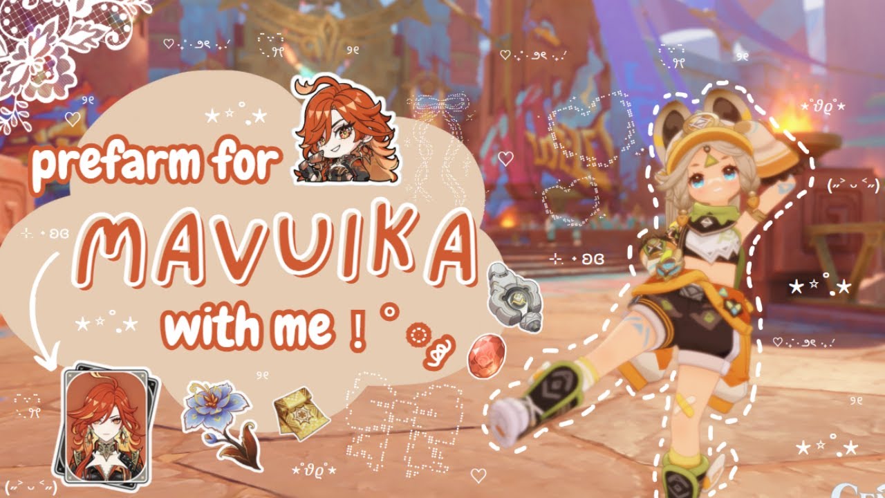 prefarm for mavuika with me!  ‧₊ ᵎᵎ 🍒 &sdot; ˚✮ | cozy genshin gameplay