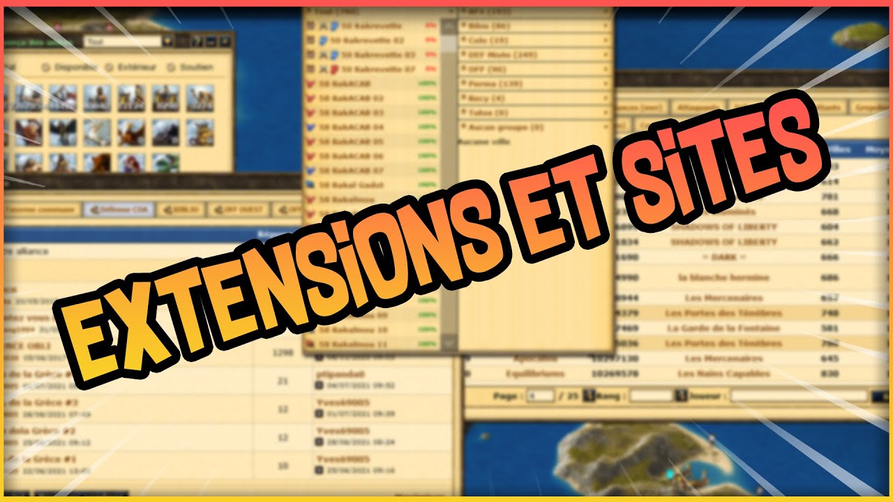 Les EXTENSIONS et SITES pour Grepolis