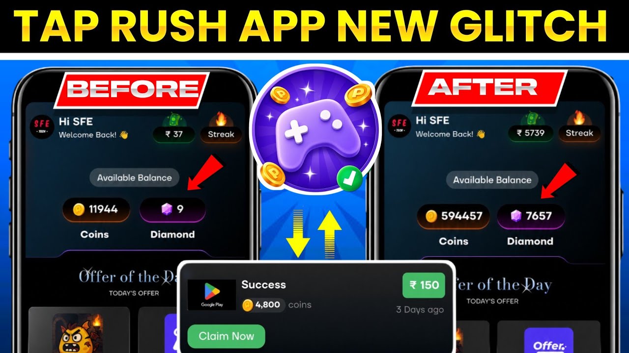 Tap Rush App Se Coin Kaise Kamaye | Tap Rush App Withdrawal Proof | Tap Rush - Earn Rewards