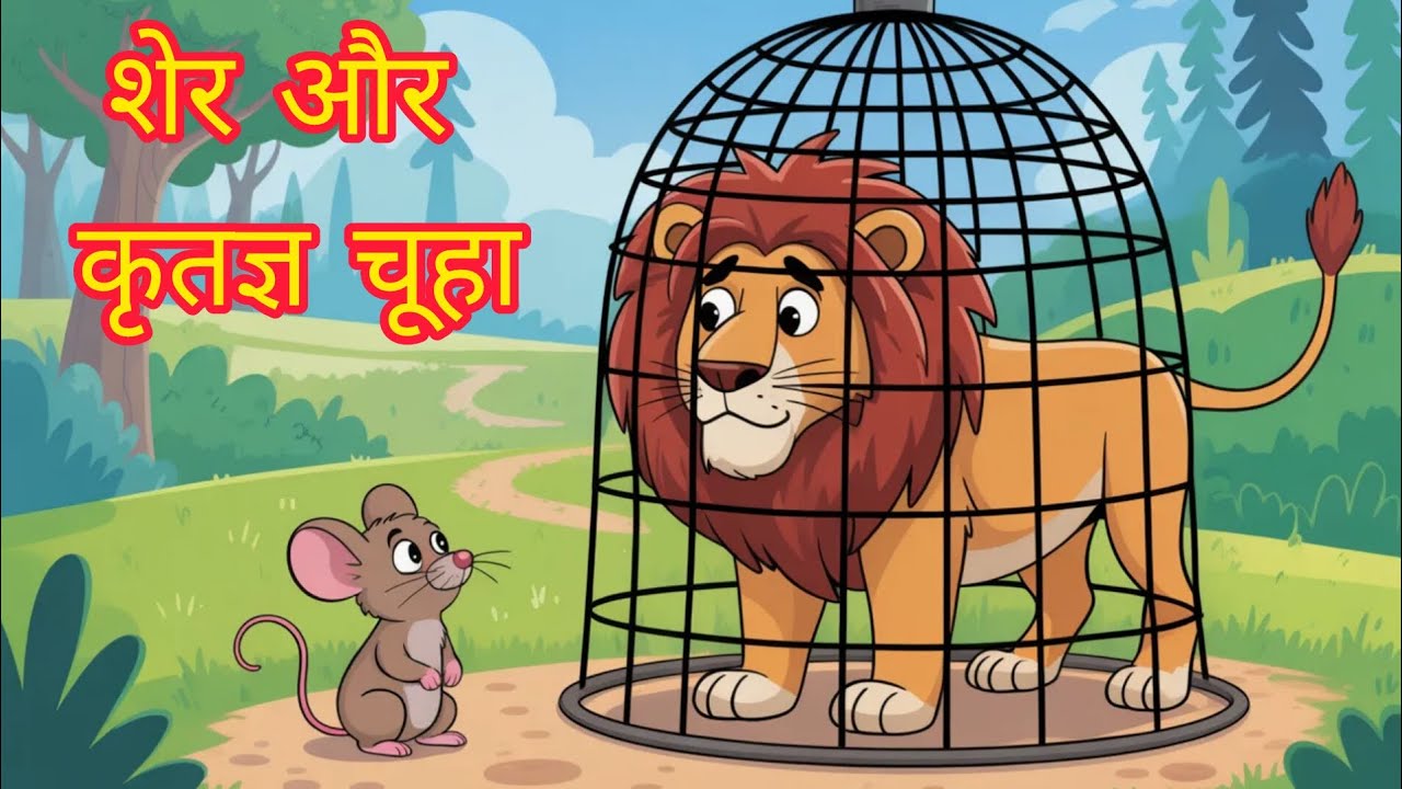 शेर और कृतज्ञ चूहा, cartoon story galaxy tv, #cartoon #hindikahanian #viral 