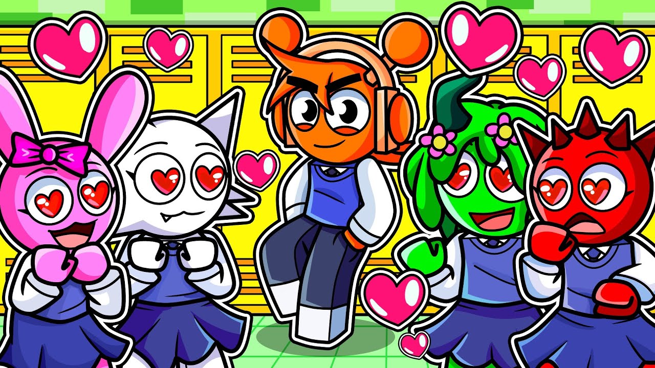 LAS CHICAS  SPRUNKI SE ENAMORAN DE OREN EN LA ESCUELA EN ROBLOX!