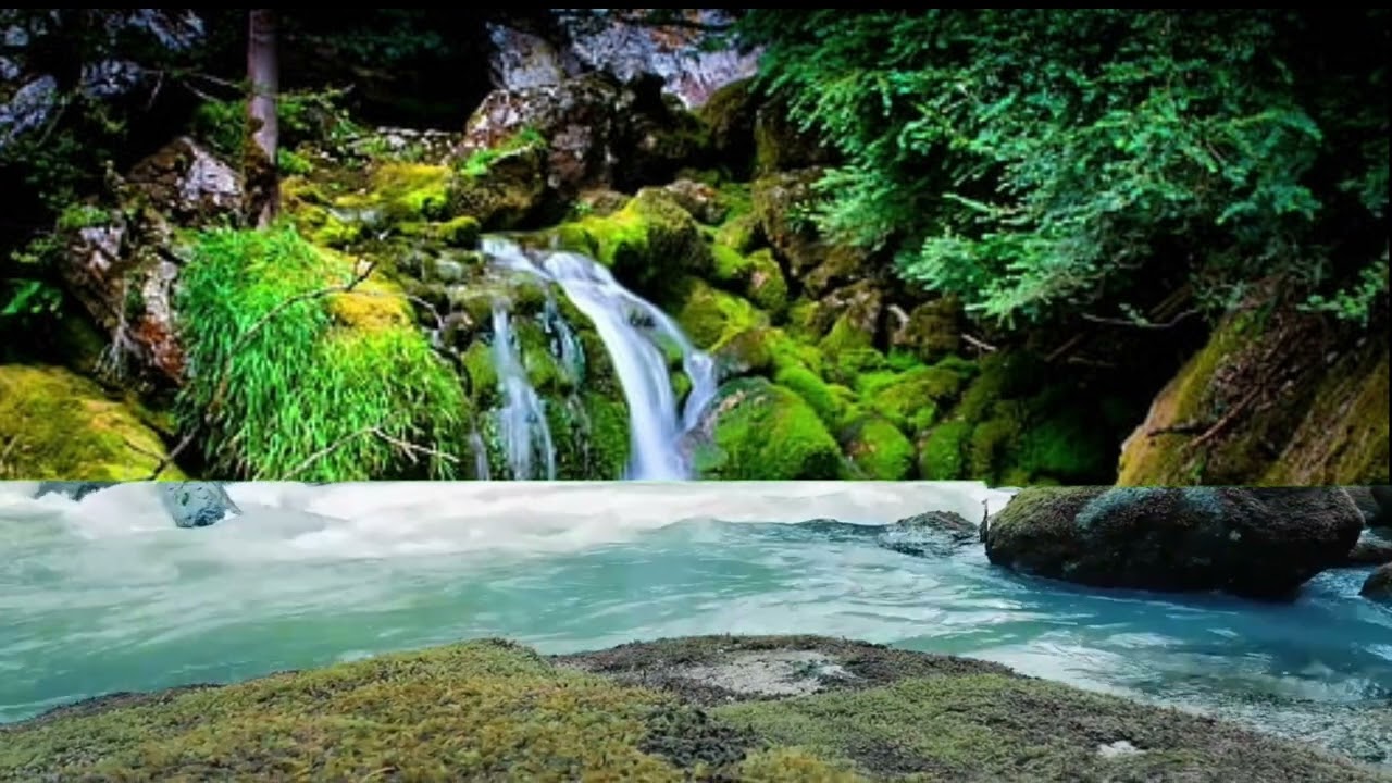 waterfall video with beautiful water sound 