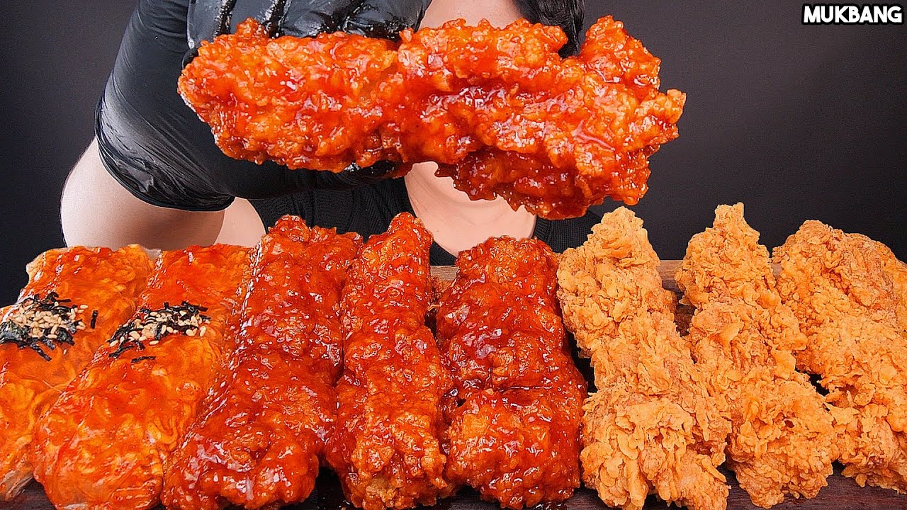 жареная курица и острая лапша KFC Fried Chicken & Fire Noodles Cheese Stick EATING ASMR MUKBANG