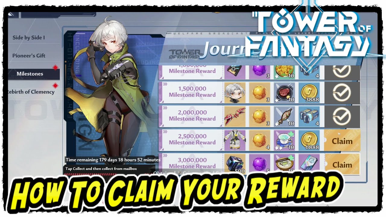 How to Claim your Reward in Tower of Fantasy Milestone Rewards
