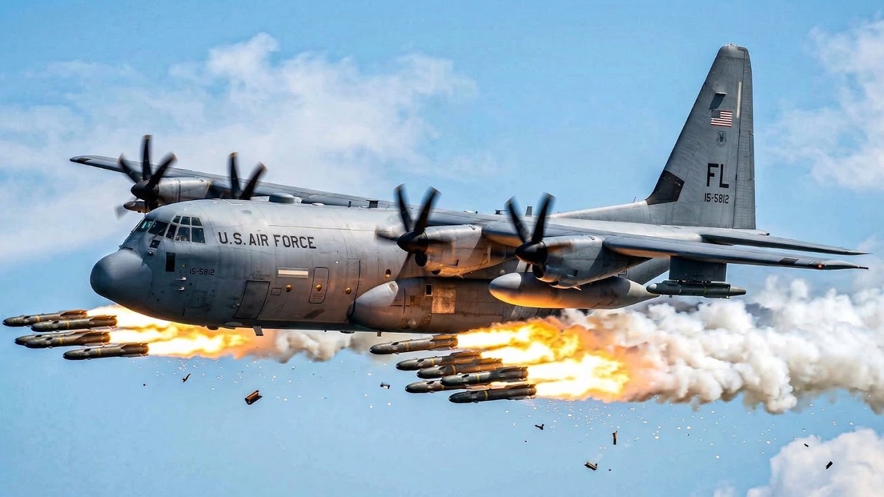Watch This Monster!! KC-130J Harvest HAWK Areas Enemy Ship With Insane Firepower