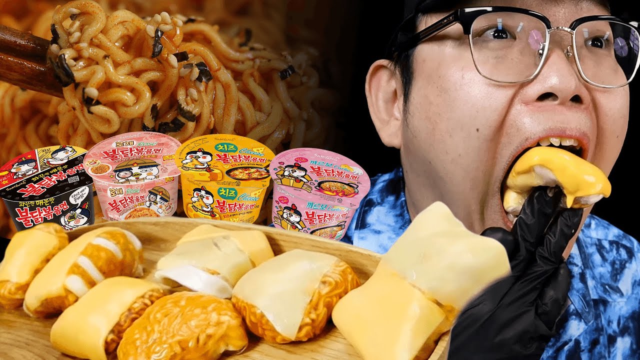 불닭 종류별로 사서 라이스페이퍼에 쌈 싸먹기 ASMR 먹방 Spicy noodles & rice paper Wrap MUKBANG