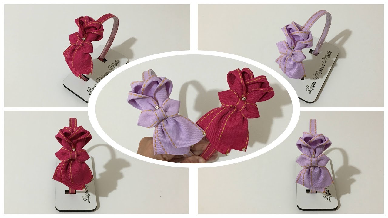 LAÇO FLORA NA TIARA/Ribbonbow/Diy🎀By Marina Mello