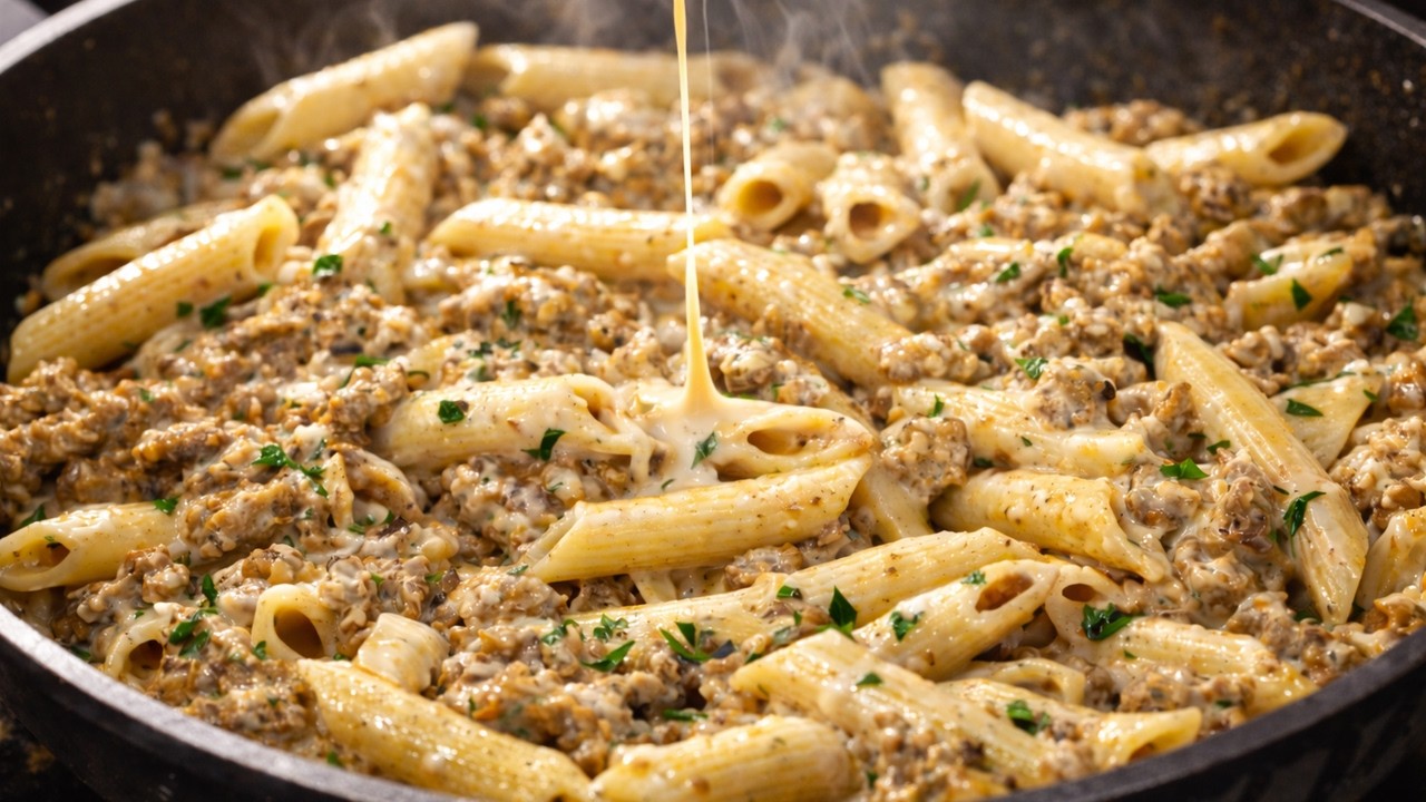 Es ist so einfach, deine Familie zu begeistern! Leckere Pasta mit Hackfleisch in 15 Minuten!