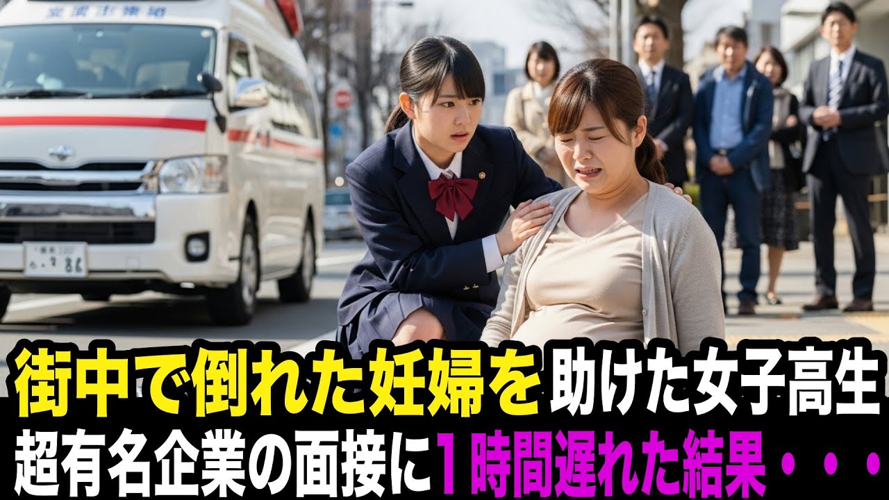 街中で倒れた妊婦を助けた女子高生。 超有名企業面接に１時間遅れた結果…