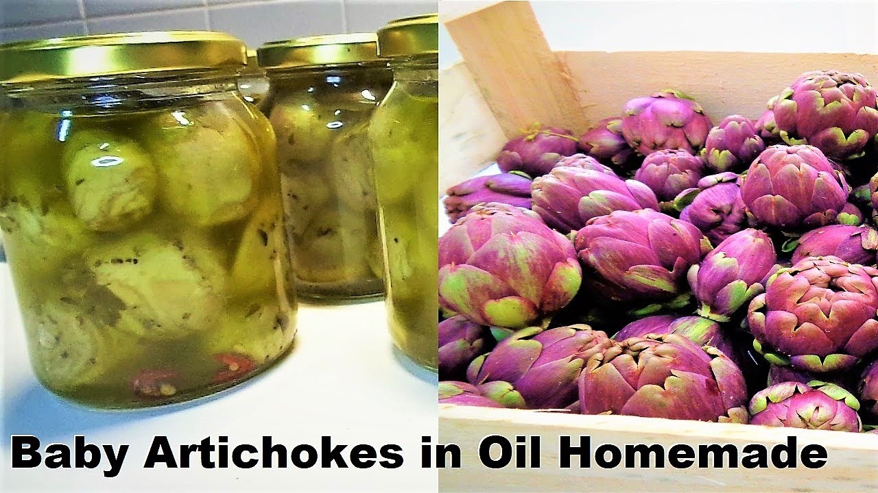Baby ARTICHOKES in OIL Homemade, Marinated Artichoke in oil italian recipe.