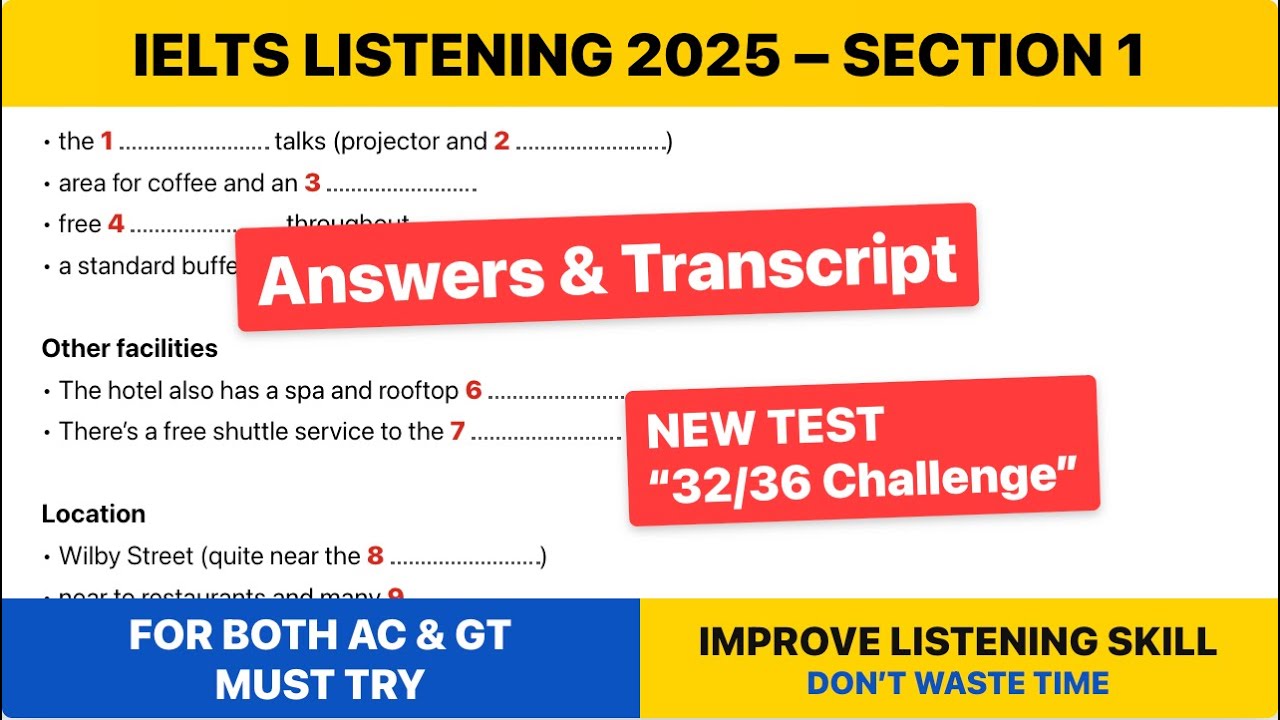 IELTS Listening 2026 – Раздел 1 | С ответами и транскриптом