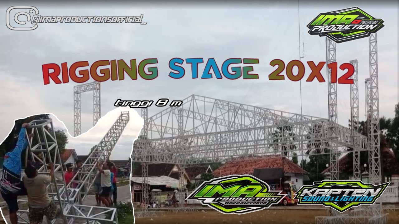 Proses pendirian Rigging stage Uk 20x12 , cek uji kelayaan kontruksi di lapangan.